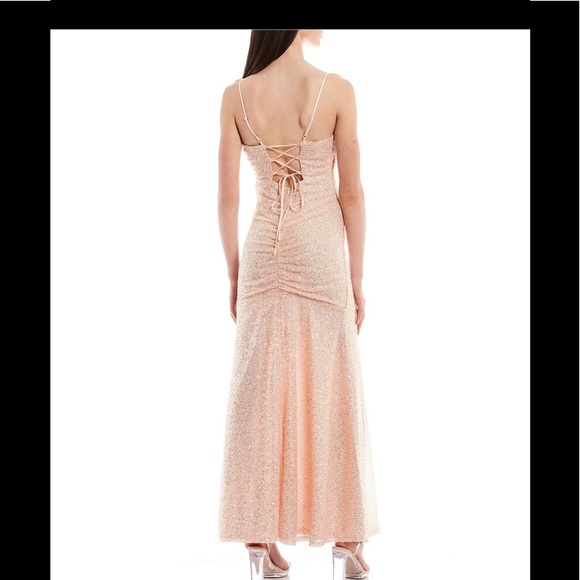 Prom Homecoming sequin long formal dress blush pink midnight doll - Picture 10 of 11